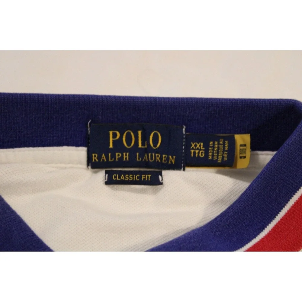 Polo Ralph Lauren Polo Shirt Mens 2XL White Classic Fit POLO Collar Logo rare